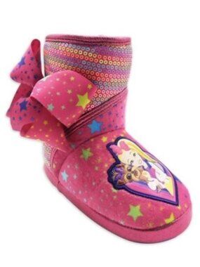 JoJo Siwa Kids Size 7/8 Bootie Slippers Bow Sequins Jojo BowBow Artwork